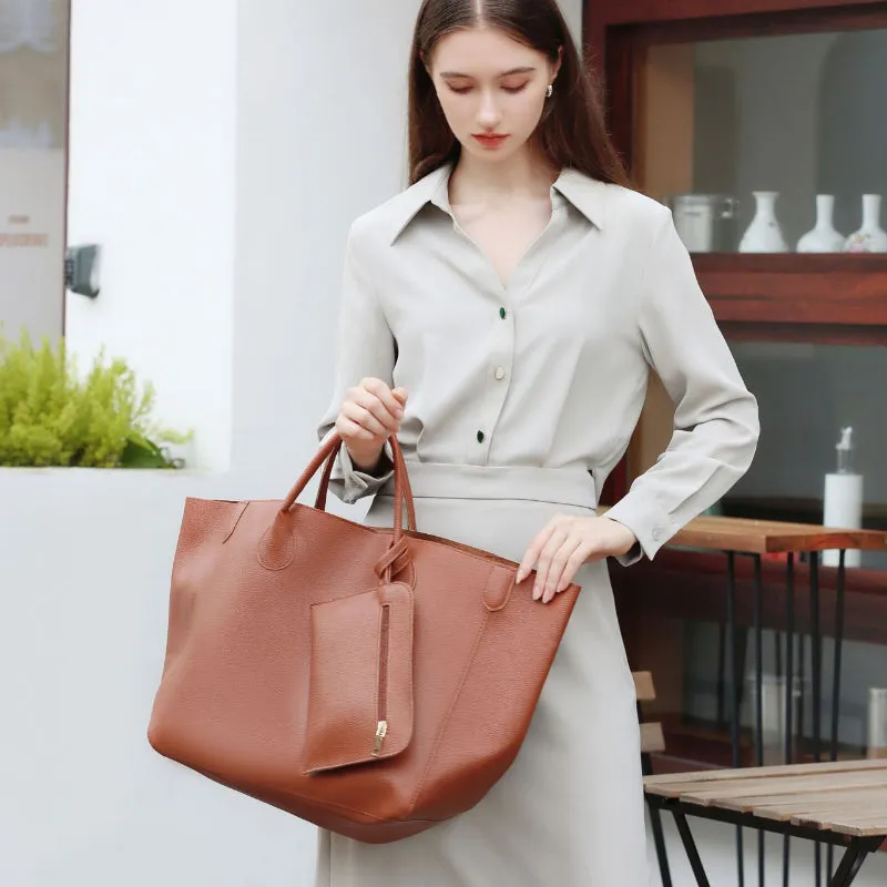 Trendy Minimalist Large Capacity Tote  Pu Bag