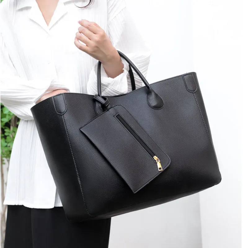Trendy Minimalist Large Capacity Tote  Pu Bag