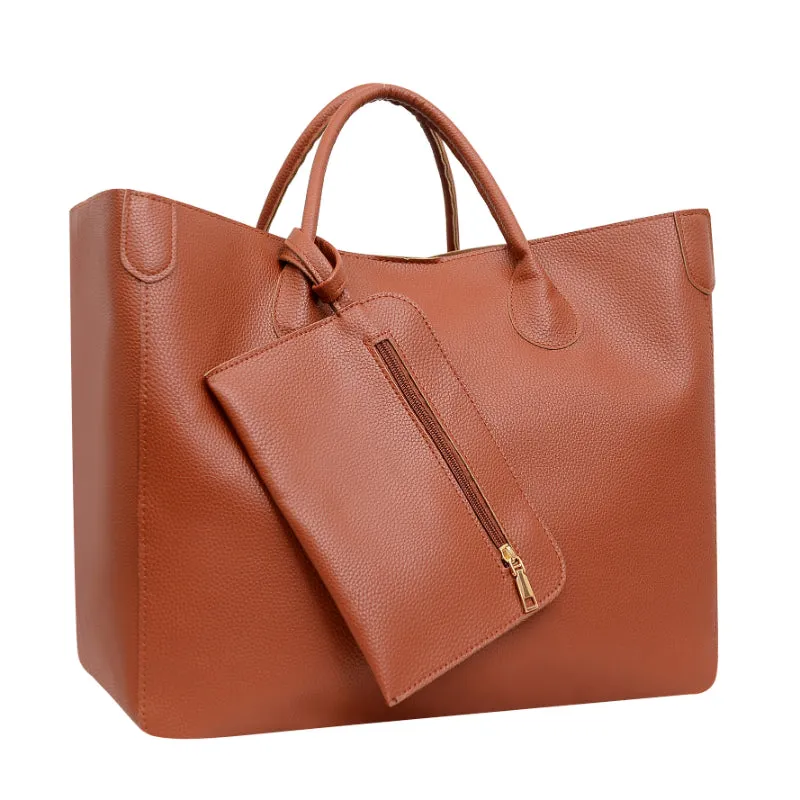 Trendy Minimalist Large Capacity Tote  Pu Bag