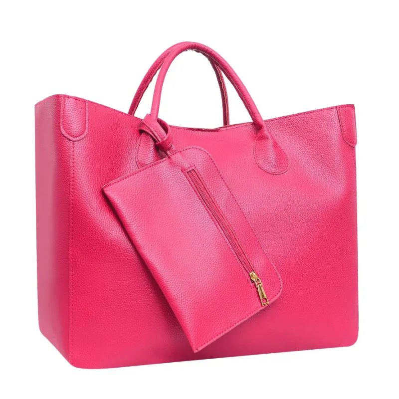 Trendy Minimalist Large Capacity Tote  Pu Bag