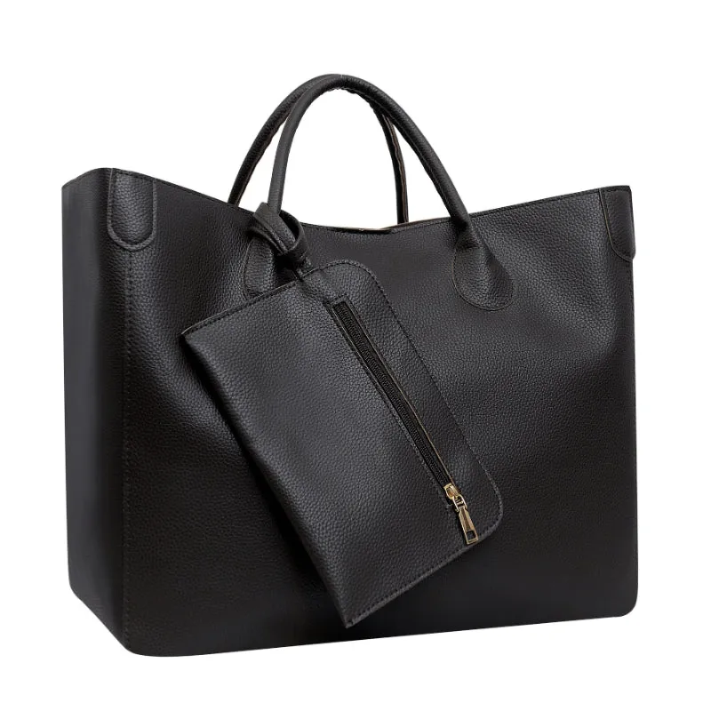 Trendy Minimalist Large Capacity Tote  Pu Bag