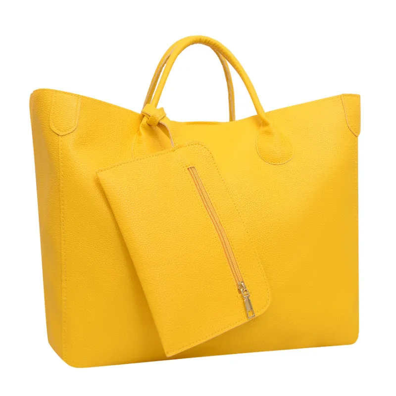 Trendy Minimalist Large Capacity Tote  Pu Bag
