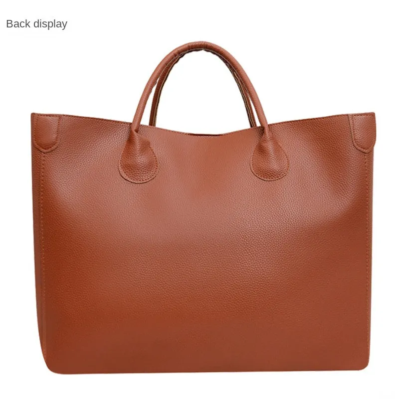 Trendy Minimalist Large Capacity Tote  Pu Bag