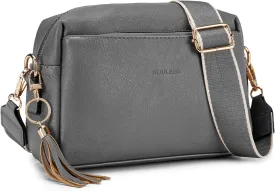 Triple Zip Small Crossbody Bag for women,Wide Strap Cell Phone Purse Shoulder Handbag Wallet with Credit Card Slots