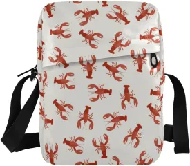 VIGTRO Small Messenger Bag Purse, Crawfish Pattern Mini Crossbody Bag with Adjustable Strap for Women Men, Small Shoulder Bag for Travel Outdoor Sports
