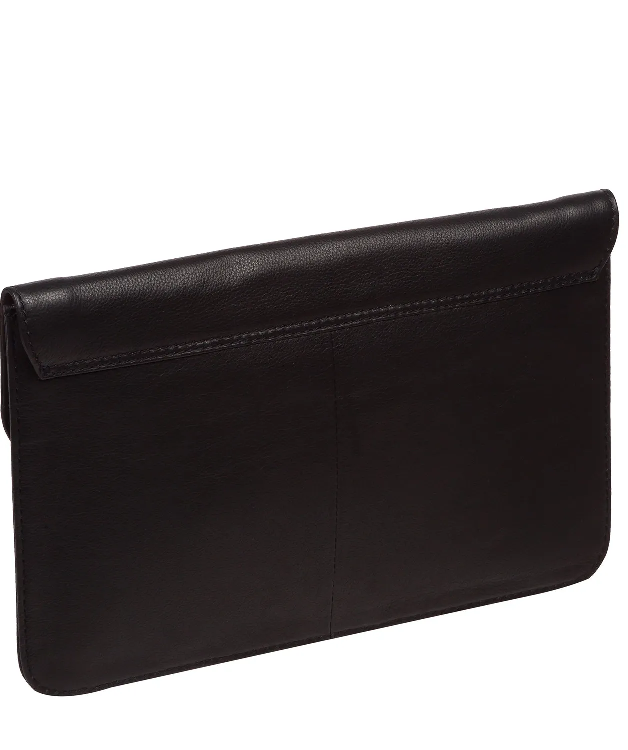 'Viviane' Black Leather Clutch Bag