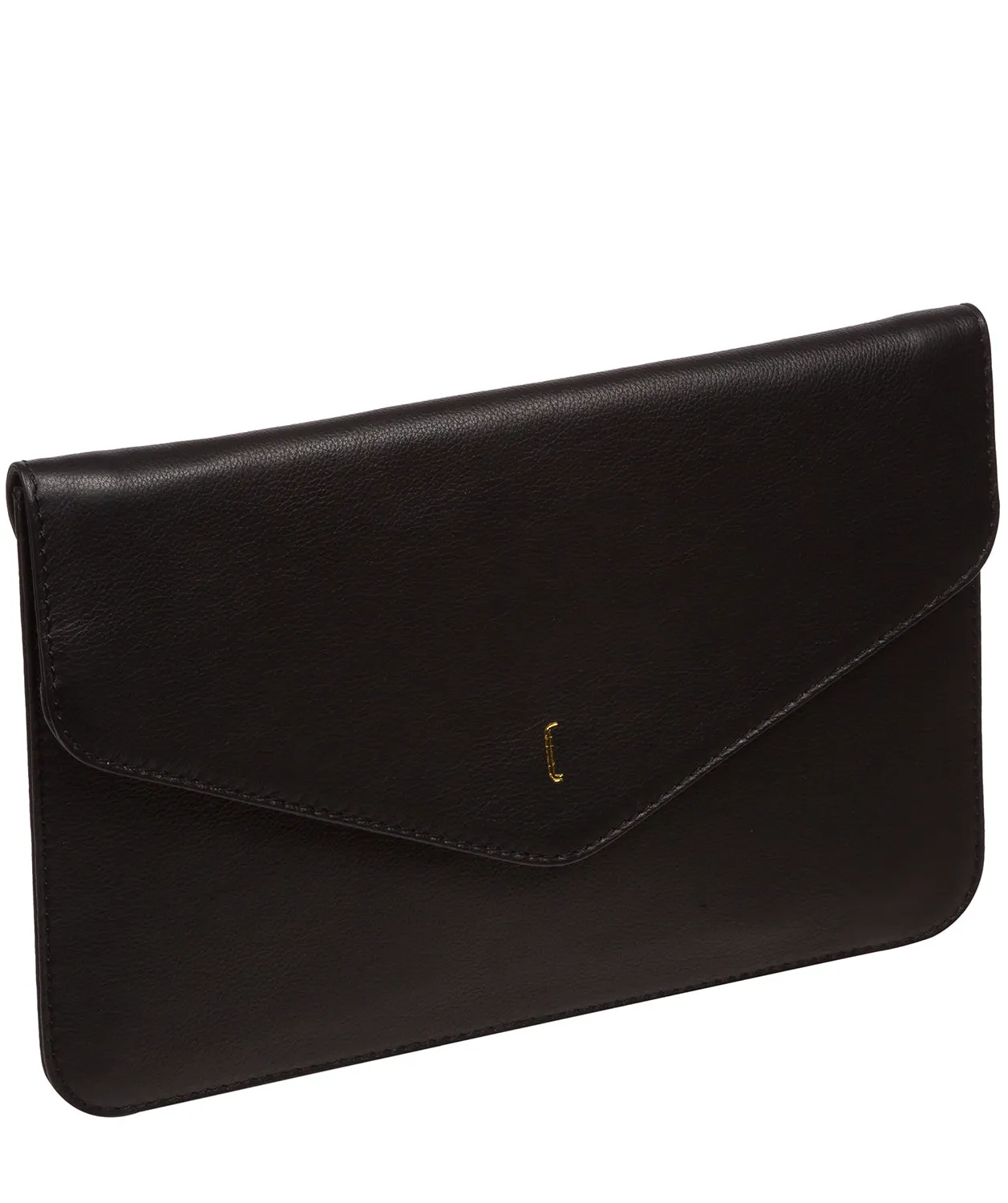 'Viviane' Black Leather Clutch Bag