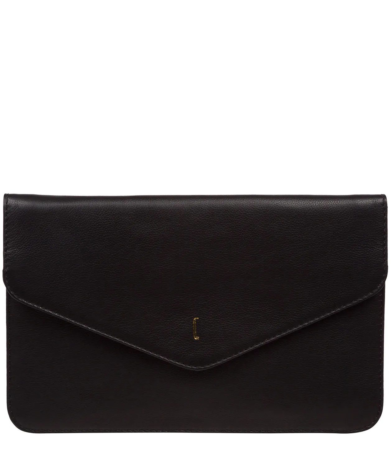 'Viviane' Black Leather Clutch Bag
