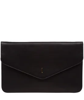 'Viviane' Black Leather Clutch Bag