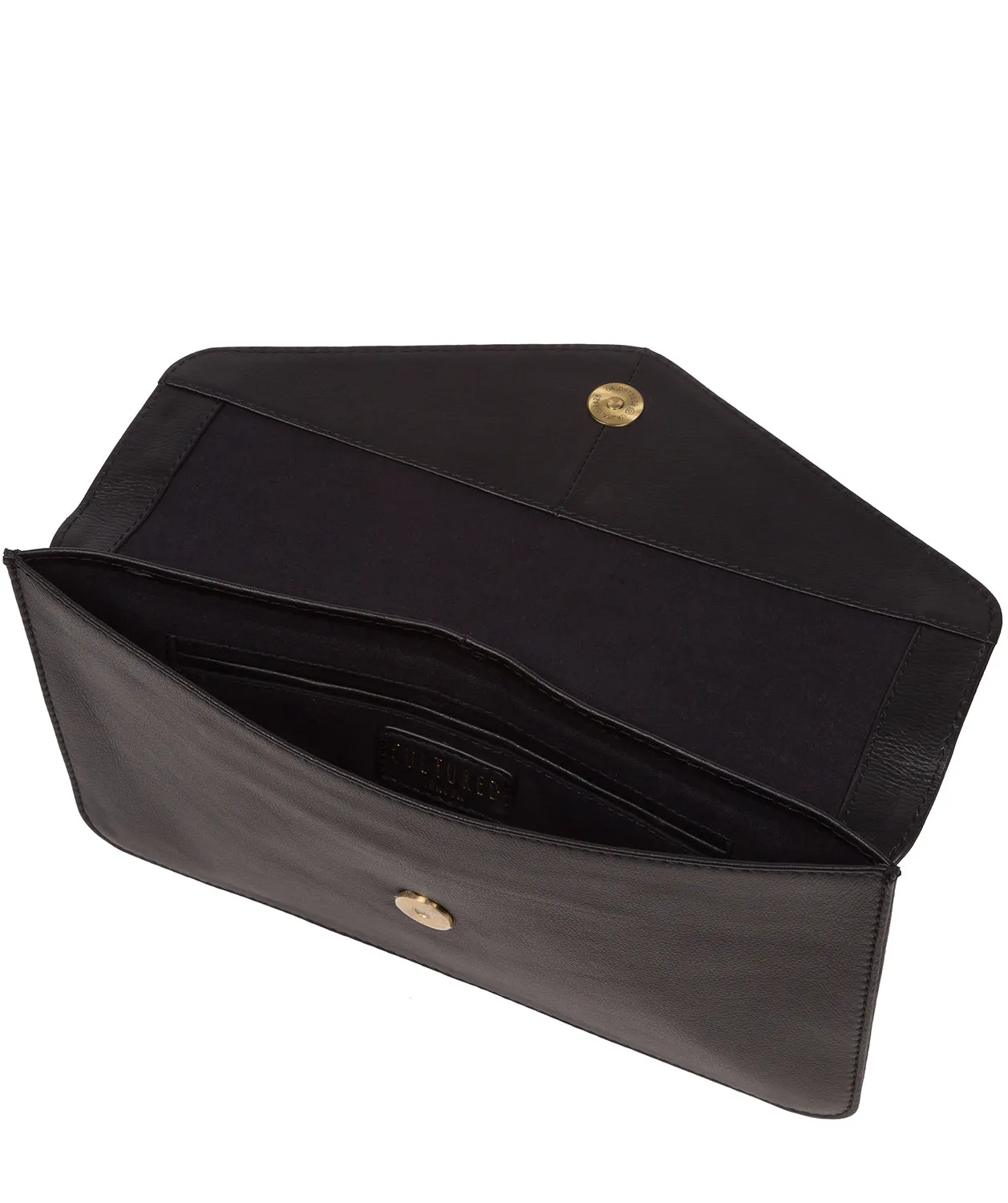 'Viviane' Black Leather Clutch Bag