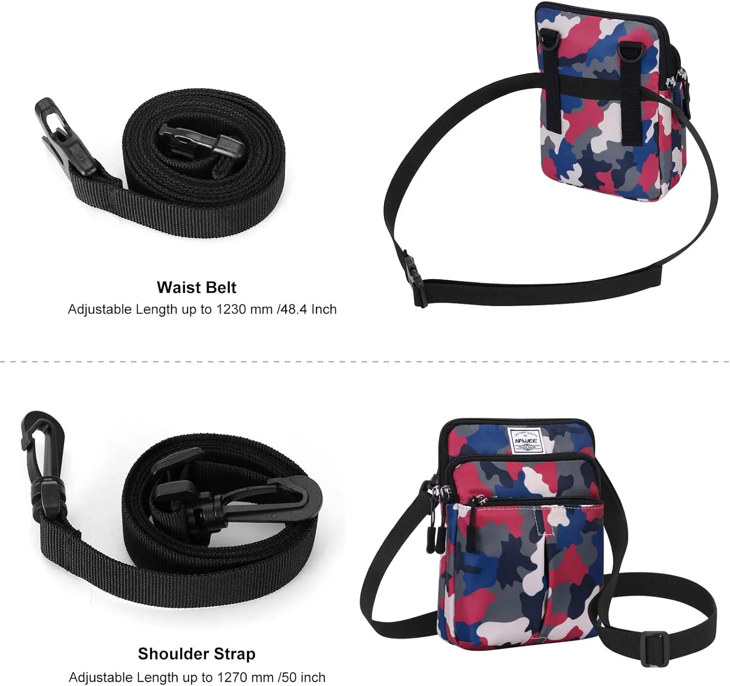 Waist Belt Bag for Women and Men Cross Body Cell Phone Purse Adjustable Shoulder Strap Travel Hip Pouch Multifunctional Fashion Fanny Packs Water Repellent, Camouflage
