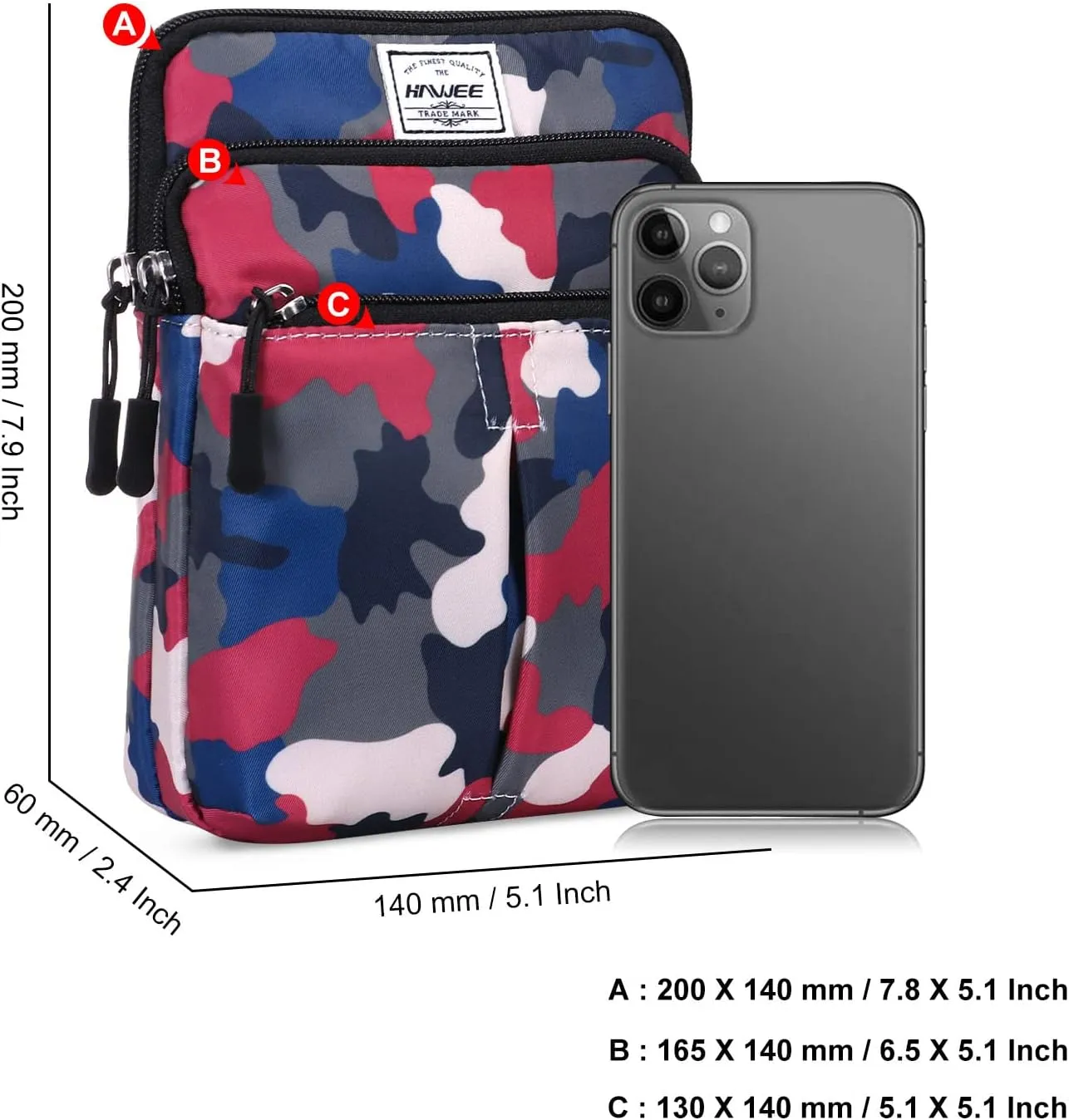 Waist Belt Bag for Women and Men Cross Body Cell Phone Purse Adjustable Shoulder Strap Travel Hip Pouch Multifunctional Fashion Fanny Packs Water Repellent, Camouflage