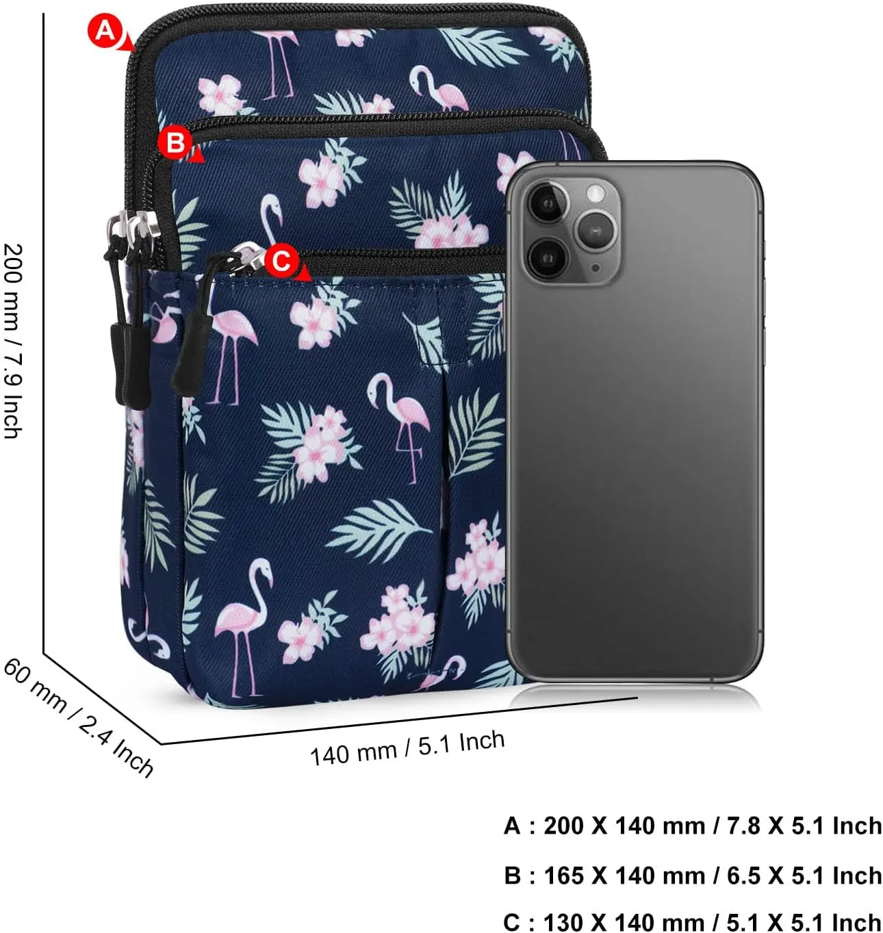 Waist Belt Bag for Women and Men Cross Body Cell Phone Purse Adjustable Shoulder Strap Travel Hip Pouch Multifunctional Fashion Fanny Packs Water Repellent, Flamingo