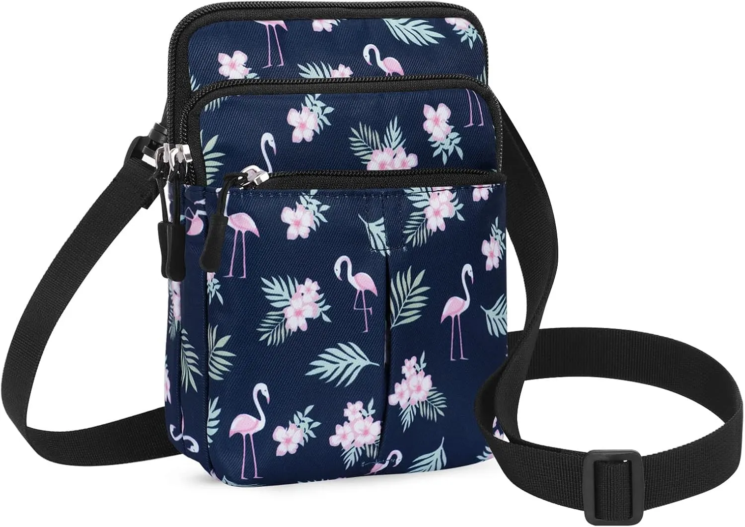 Waist Belt Bag for Women and Men Cross Body Cell Phone Purse Adjustable Shoulder Strap Travel Hip Pouch Multifunctional Fashion Fanny Packs Water Repellent, Flamingo