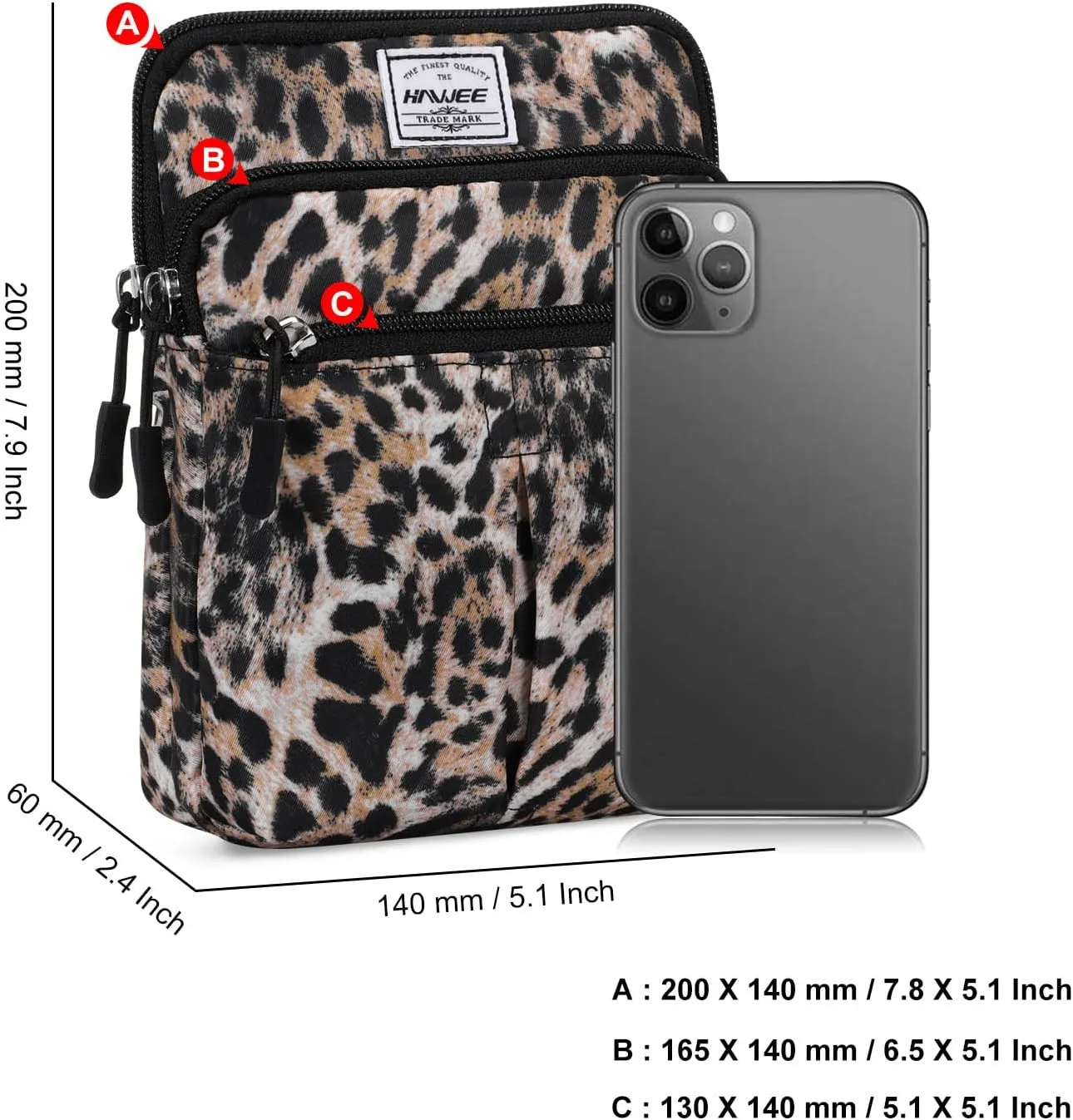 Waist Belt Bag for Women and Men Cross Body Cell Phone Purse Adjustable Shoulder Strap Travel Hip Pouch Multifunctional Fashion Fanny Packs Water Repellent, Leopard