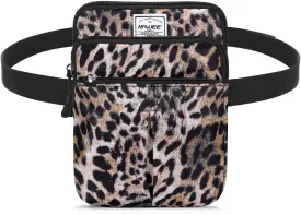 Waist Belt Bag for Women and Men Cross Body Cell Phone Purse Adjustable Shoulder Strap Travel Hip Pouch Multifunctional Fashion Fanny Packs Water Repellent, Leopard