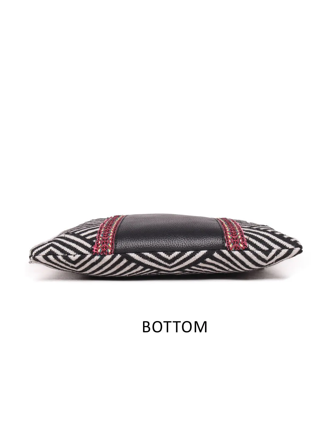 White Textured Pouch With Chain