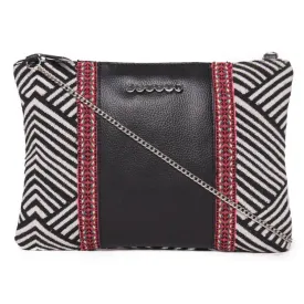 White Textured Pouch With Chain