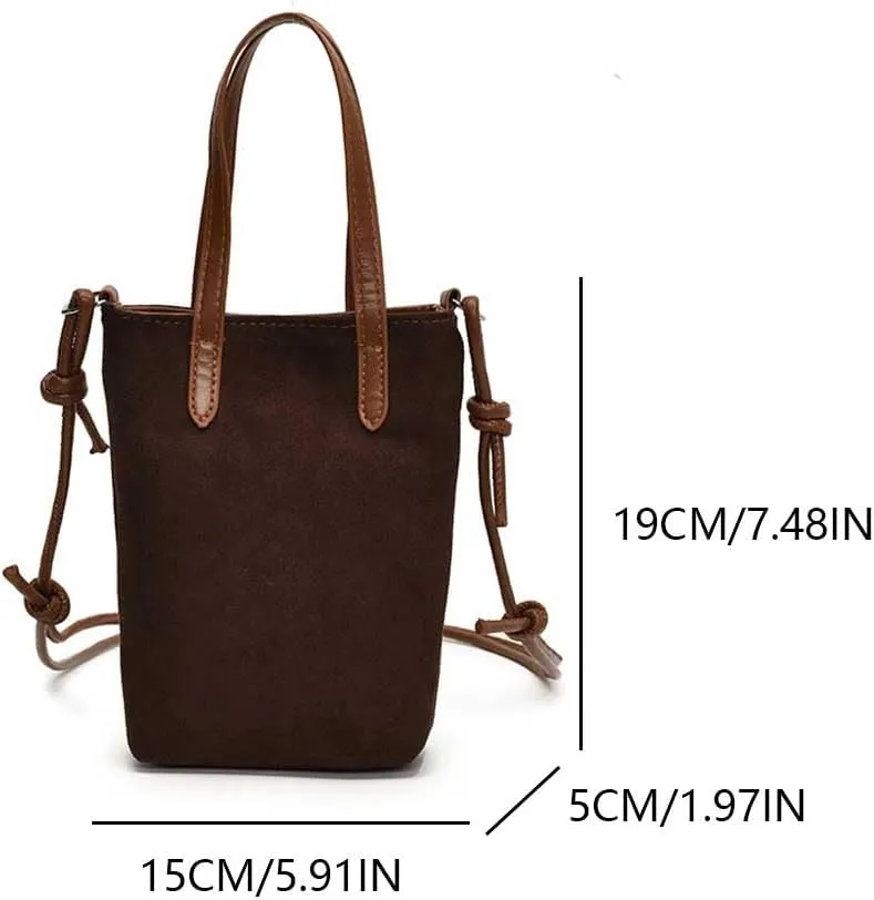 Women Suede Crossbody Bag Leopard Print Handbag Adjustable Strap Bucket Bag Trendy Clutch Purse for Work Travel