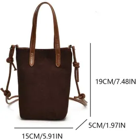 Women Suede Crossbody Bag Leopard Print Handbag Adjustable Strap Bucket Bag Trendy Clutch Purse for Work Travel
