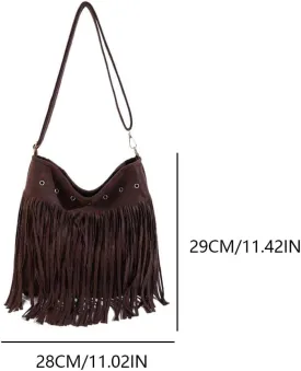 Women Tassel Shoulder Bag Adjustable Strap Suede Leather Retro Crossbody Bag Vintage Messenger Bag Female Shopping B