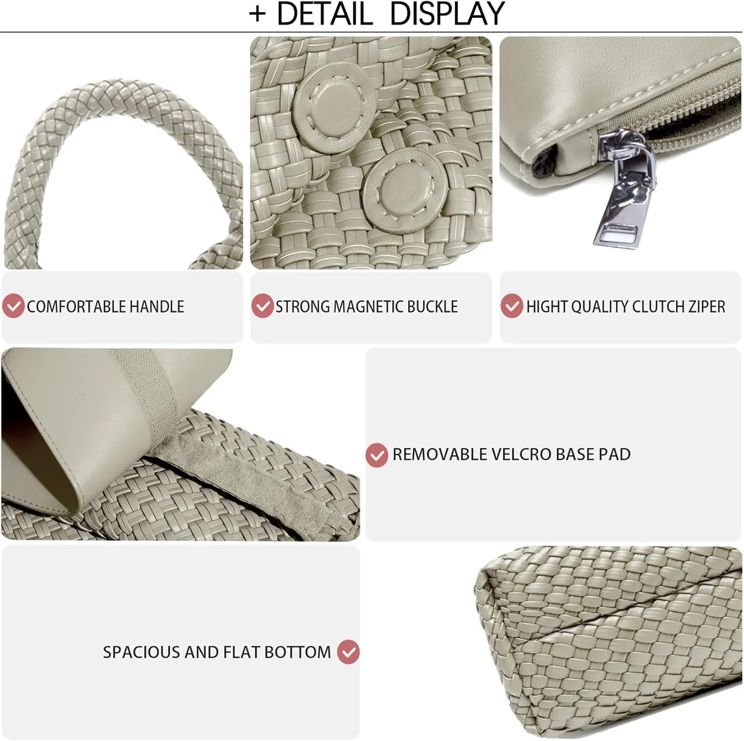 Women Vegan Leather Hand-Woven Tote Handbag Fashion Shoulder Top-handle Bag All-Match Underarm Bag with Purse